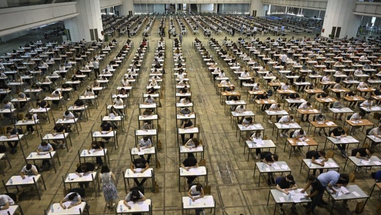 Candidates taking a university entrance exam